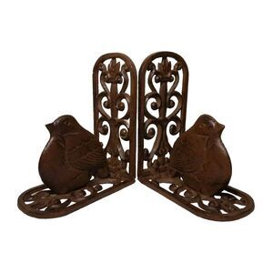 Pair Of Vintage Cast Iron Bird Bookends Door Stops 6.25"×3"×5.25" Bronze Finish